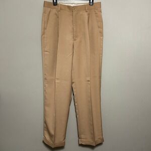 Syllables Dress Pants 32X30 Tan New Cuffed Pleated Classic Preppy Formal Trouser